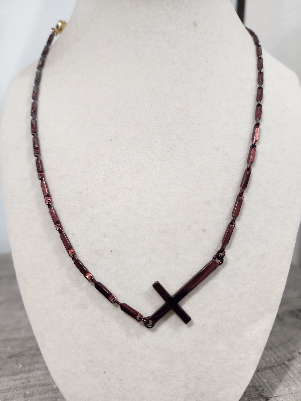 Women’s Cross Pendant Necklace in Deep Burgundy- Alexa Rae